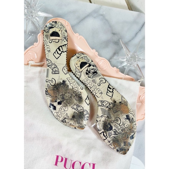 Emilio Pucci Rare Vibrant Logo Heeled Sandals - Picture 2 of 7